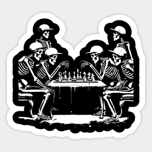 skeletons play chess Sticker